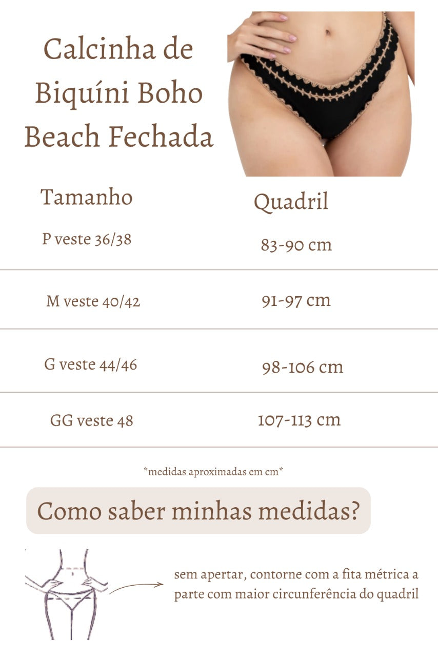Biquíni Boho Beach Branco com Preto Fechado
