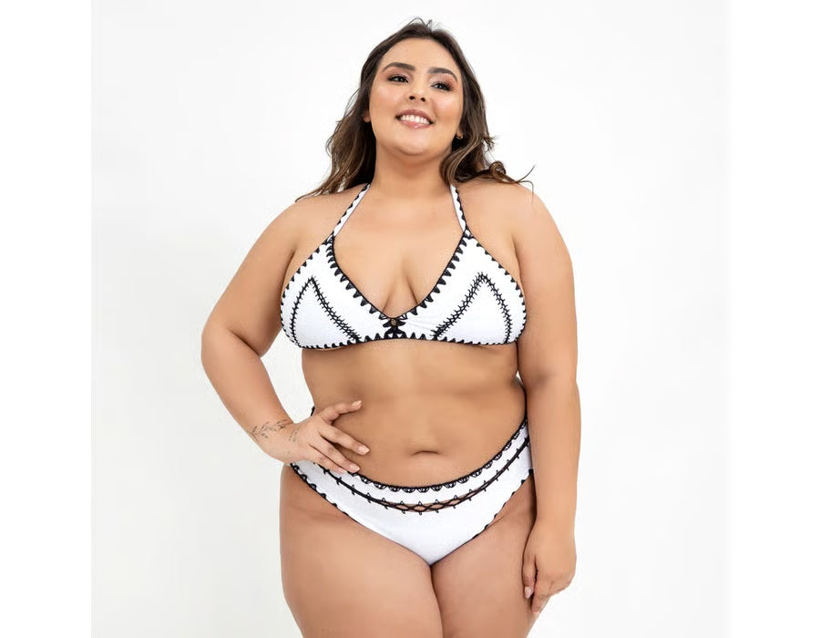 Biquíni Plus Size Boho Beach Branco