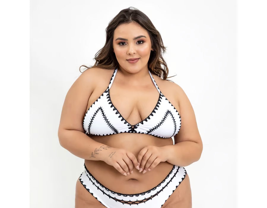 Biquíni Plus Size Boho Beach Branco