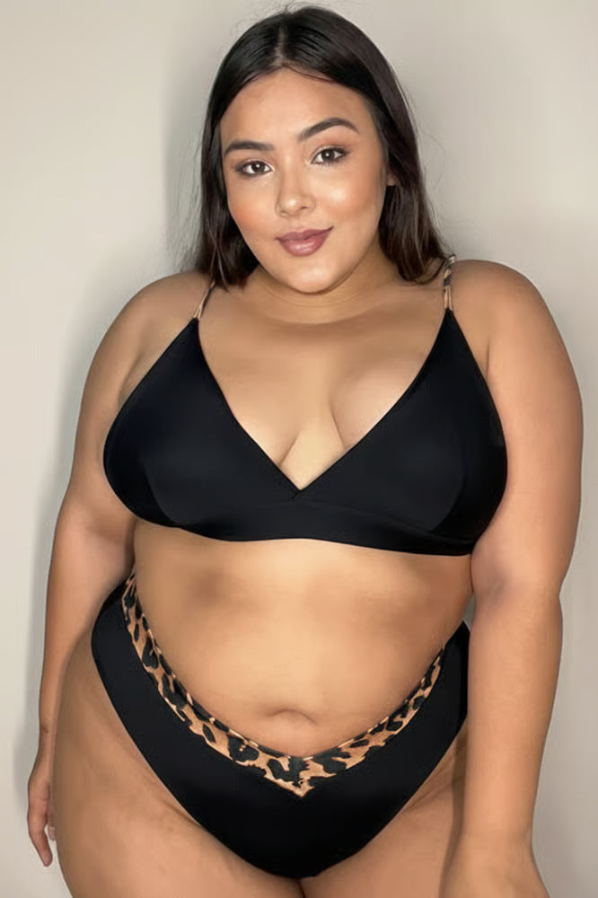 Biquíni Plus Size Praieira Preto com Onça