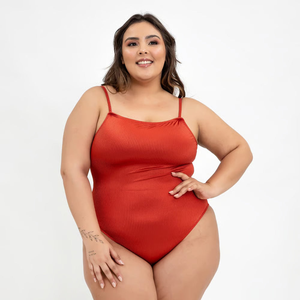 Body Clássico Plus Size Canelado Terra