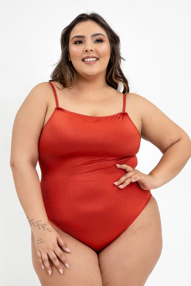 Body Clássico Plus Size Canelado Terra