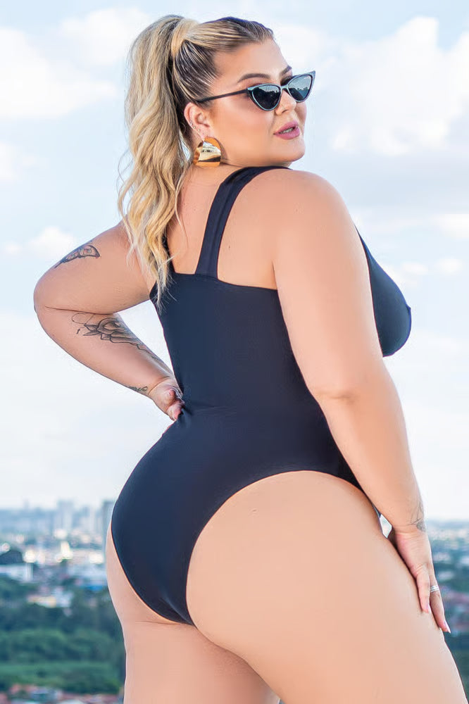Body Plus Size Tule Preto