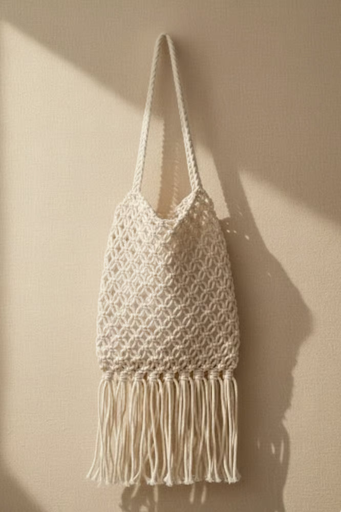 Bolsa Macramê Franjas Off