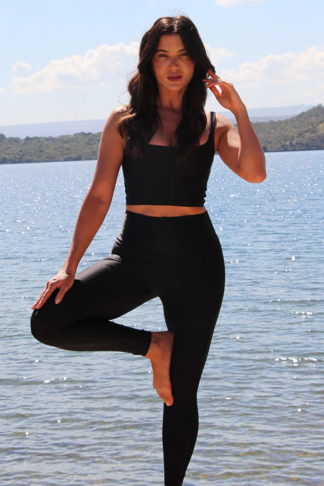Calça Legging Fitness Cirrê Preta