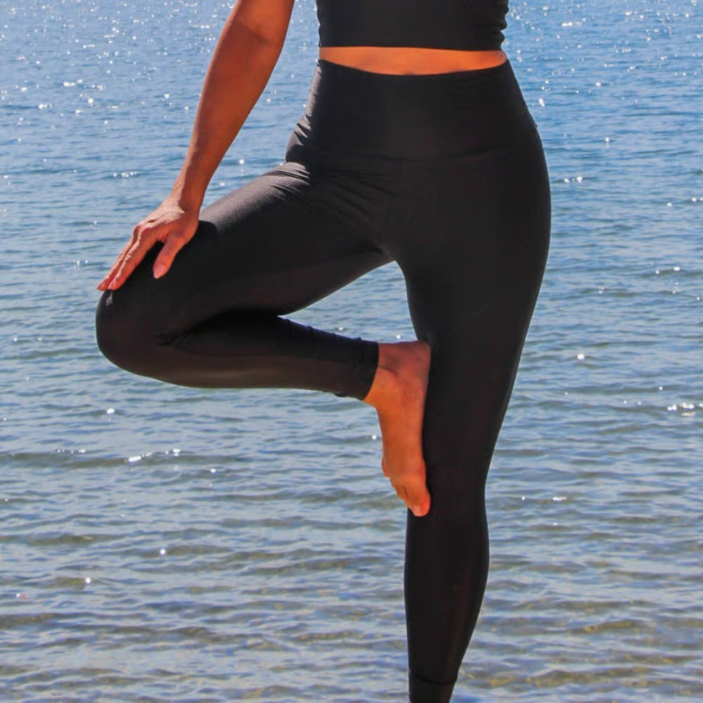 Calça Legging Fitness Cirrê Preta