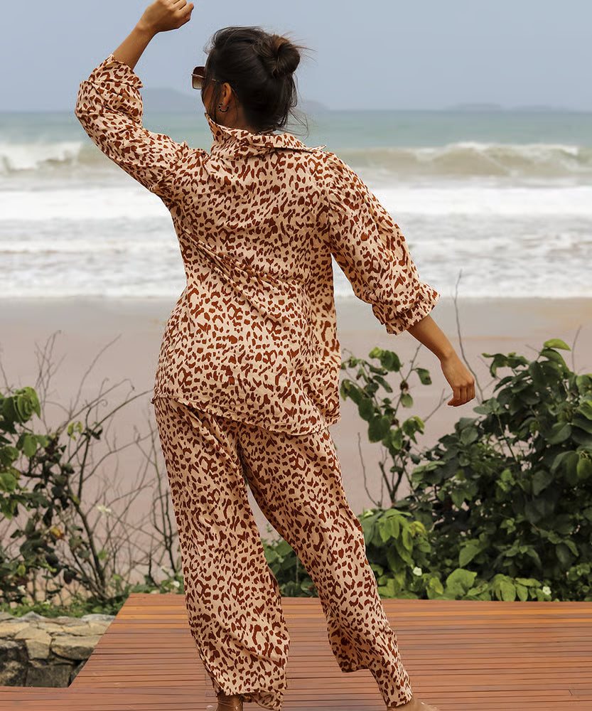 Calça Pantalona Luna Onça Nude