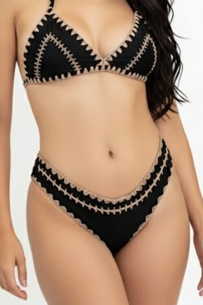 Calcinha De Biquíni Boho Beach Fechada Preto
