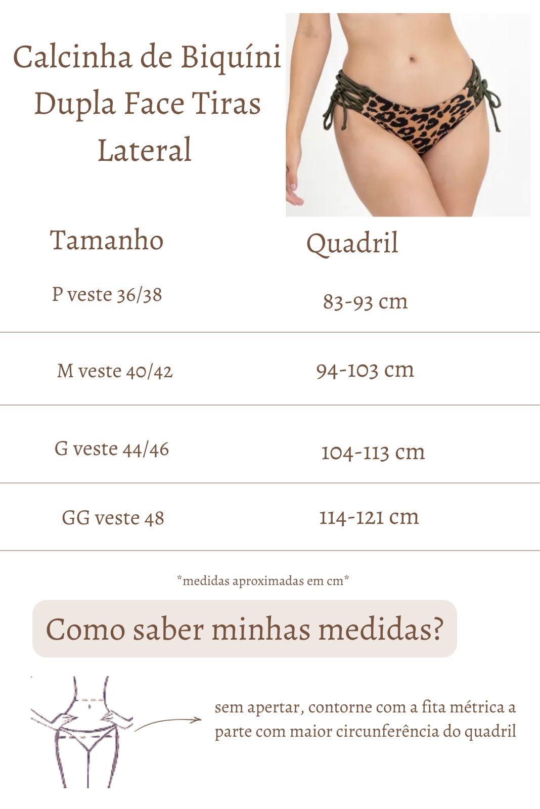 Calcinha De Biquíni Levanta Bumbum Tiras Lateral Onça Com Militar