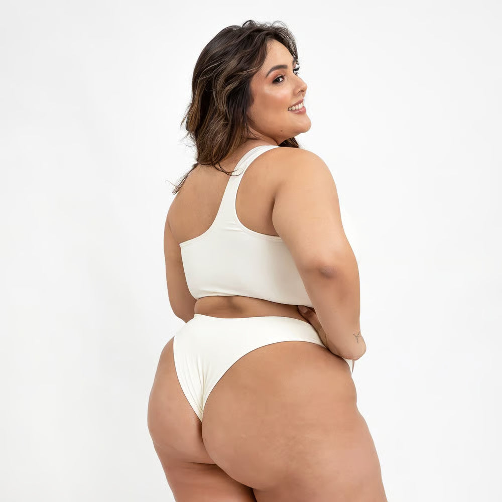 Calcinha De Biquíni Plus Size Asa Delta Argola Off White