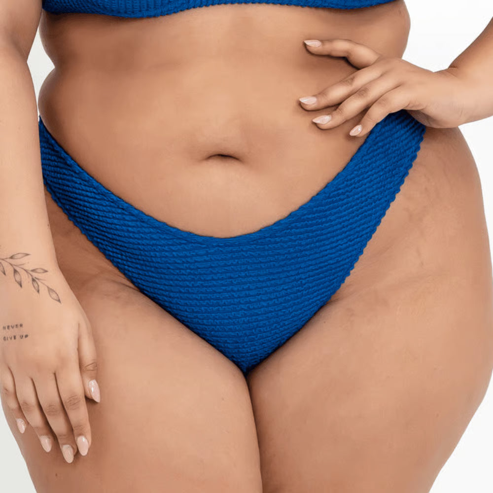 Calcinha De Biquíni Plus Size Asa Delta Azul Texturizado
