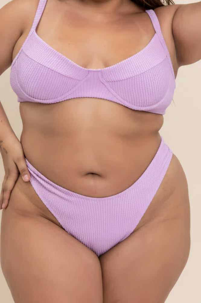 Calcinha De Biquíni Plus Size Asa Delta Semi Fio Lilás Texturizado
