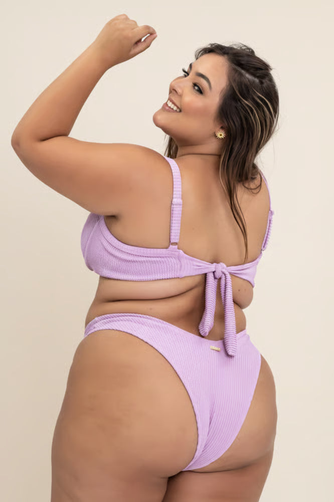 Calcinha De Biquíni Plus Size Asa Delta Semi Fio Lilás Texturizado