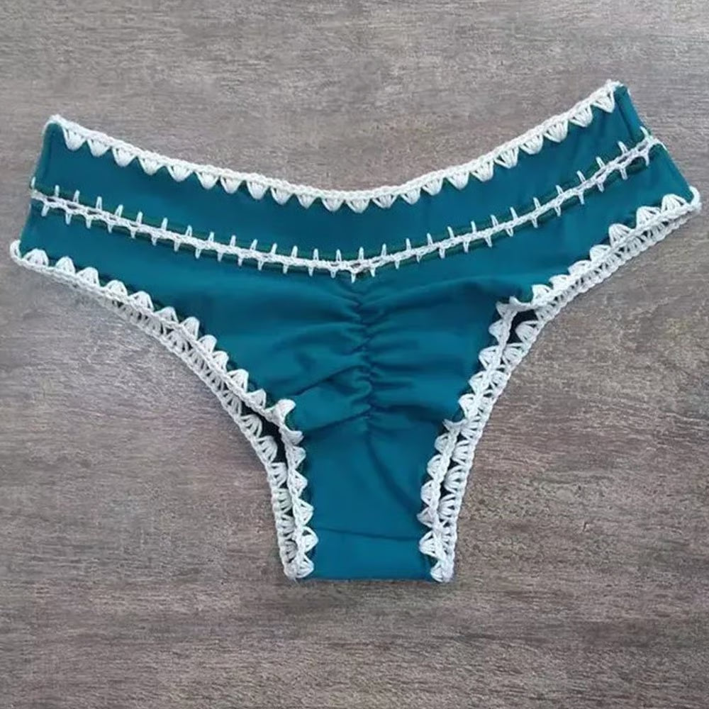 Calcinha De Biquíni Plus Size Boho Beach Fechada Verde Escuro