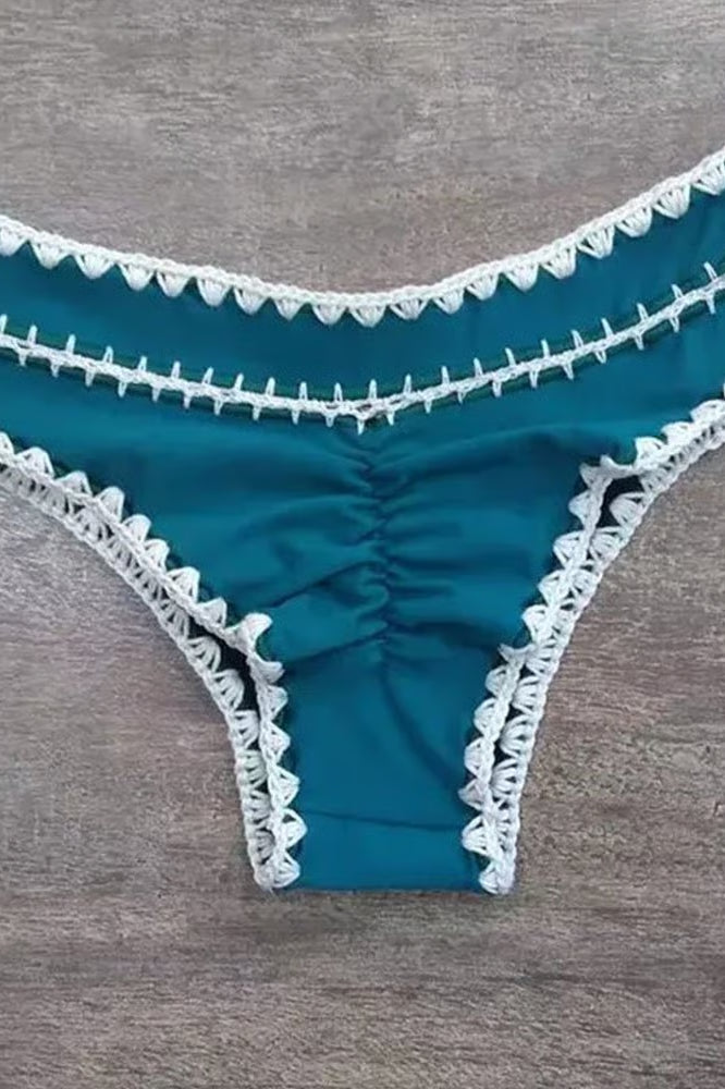 Calcinha De Biquíni Plus Size Boho Beach Fechada Verde Escuro