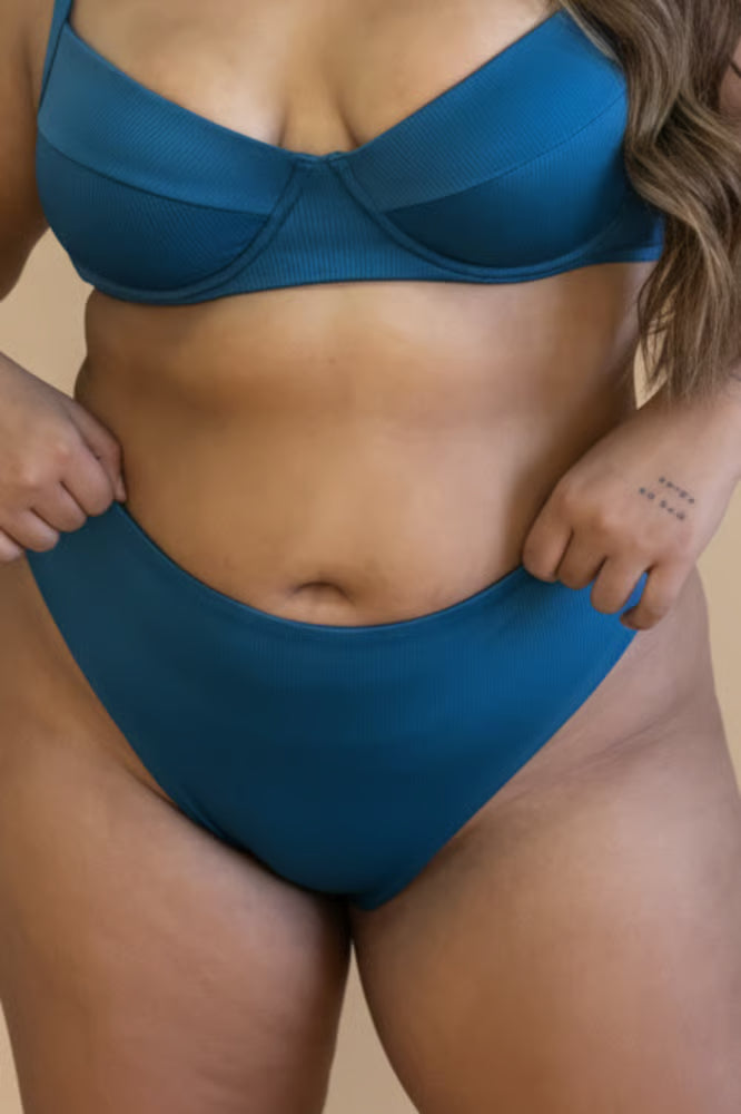 Calcinha De Biquíni Plus Size Fio Nicky Canelado Petróleo