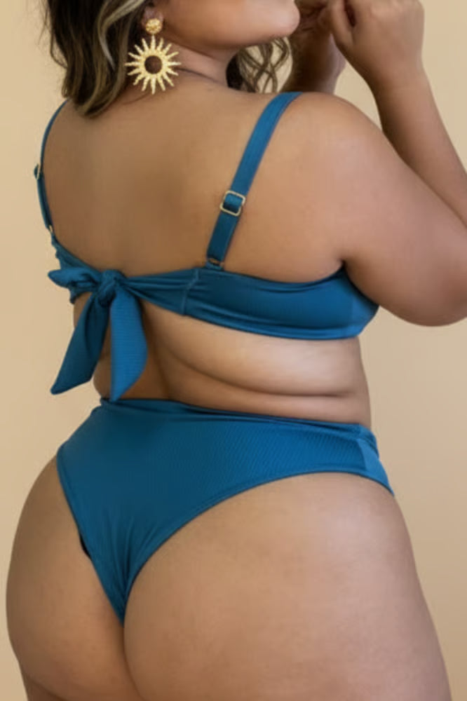 Calcinha De Biquíni Plus Size Fio Nicky Canelado Petróleo
