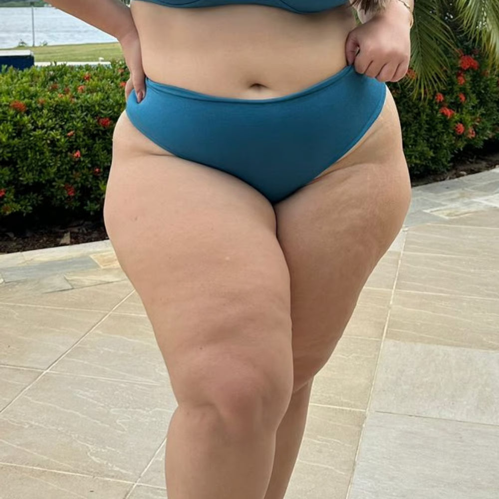 Calcinha De Biquíni Plus Size Fio Nicky Canelado Petróleo