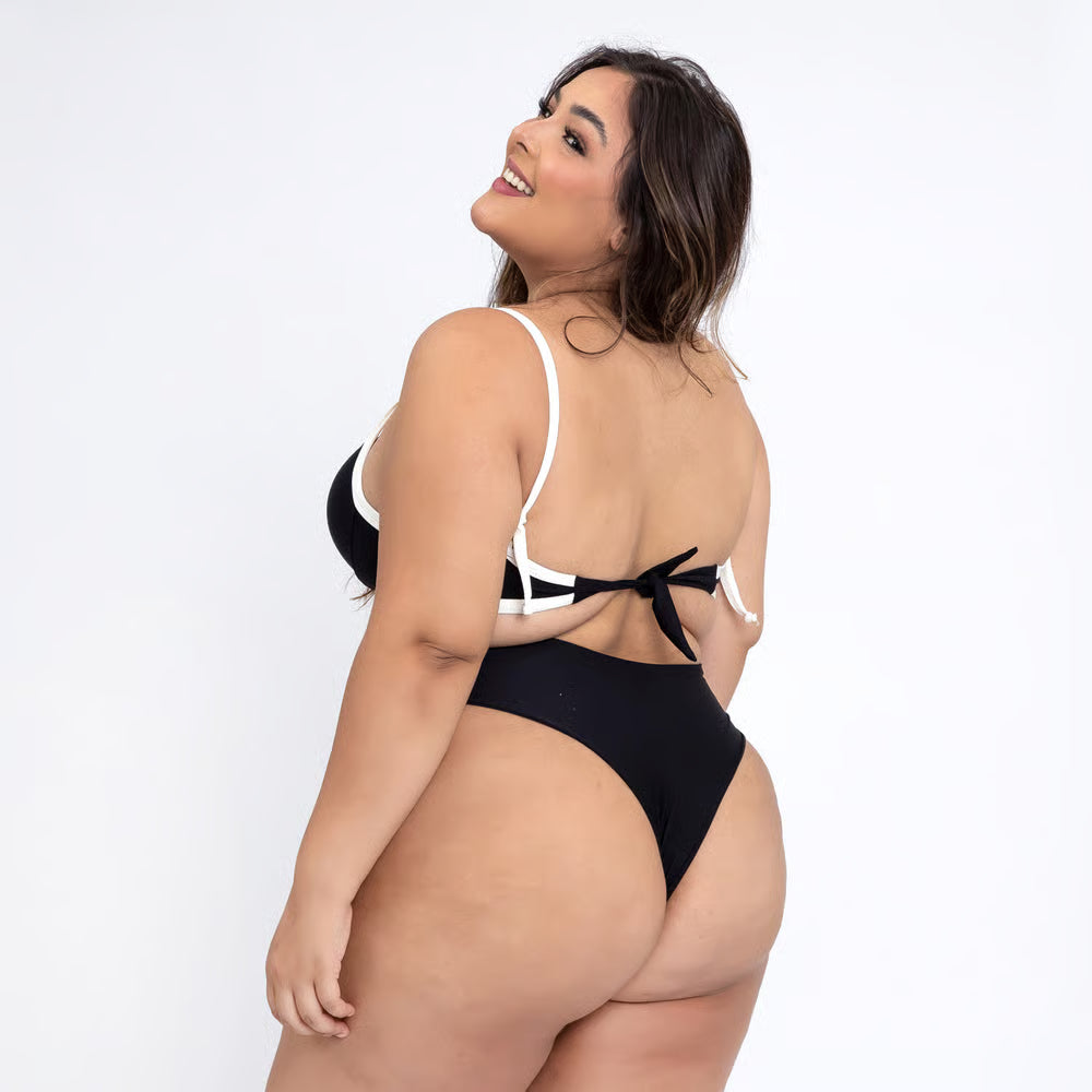 Calcinha De Biquíni Plus Size Fio Nicky Preta