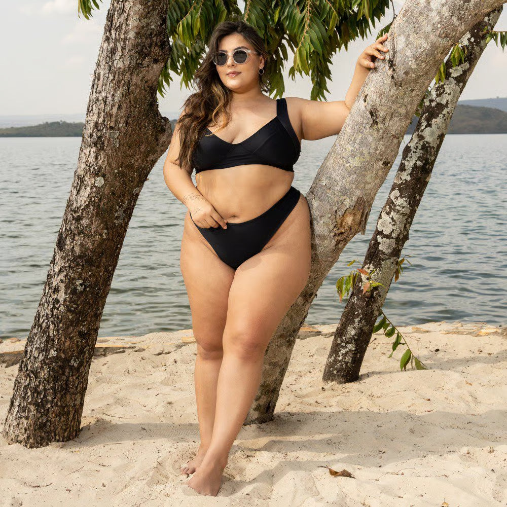 Calcinha De Biquíni Plus Size Fio Nicky Preta