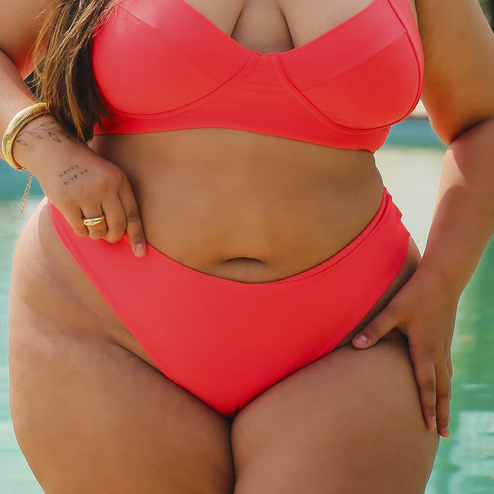 Calcinha De Biquíni Plus Size Fio Nicky Vermelho