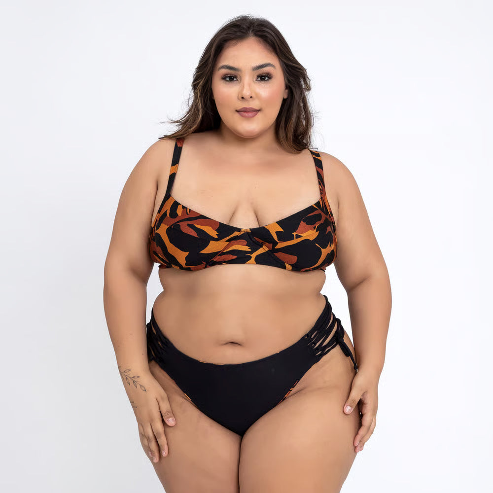 Calcinha De Biquíni Plus Size Tiras laterais Dupla Face Samoa