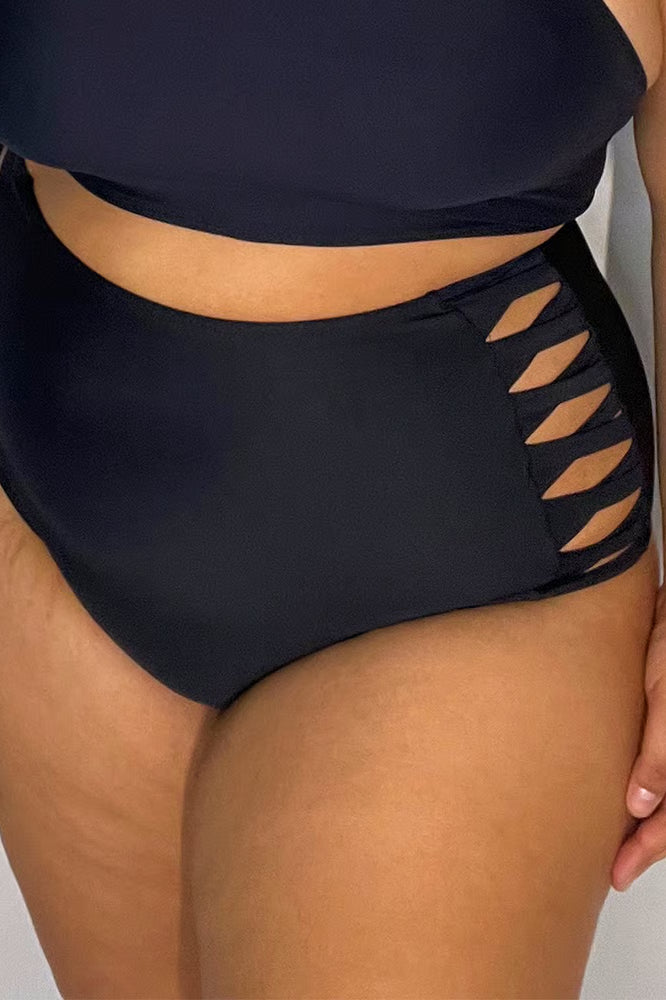 Calcinha De Biquíni Plus Size Retrô x Pequeno Preta