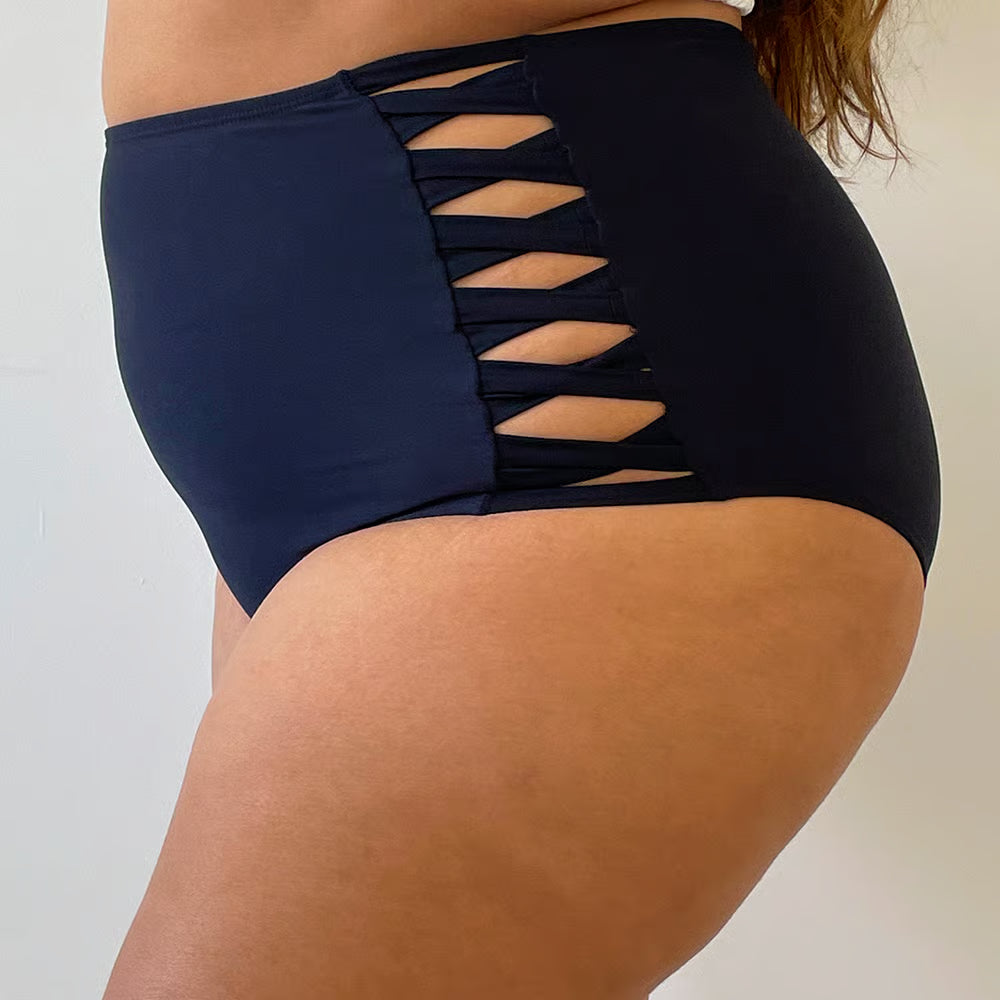 Calcinha De Biquíni Plus Size Retrô x Pequeno Preta
