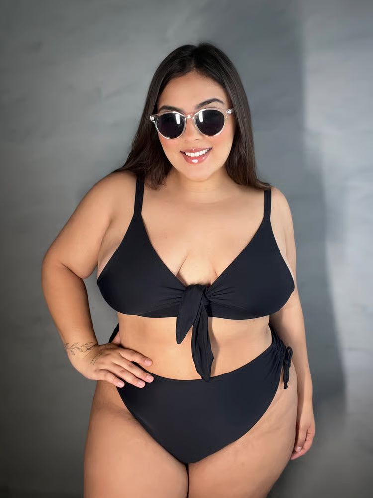 Calcinha De Biquíni Plus Size Tangão Tiras Preto