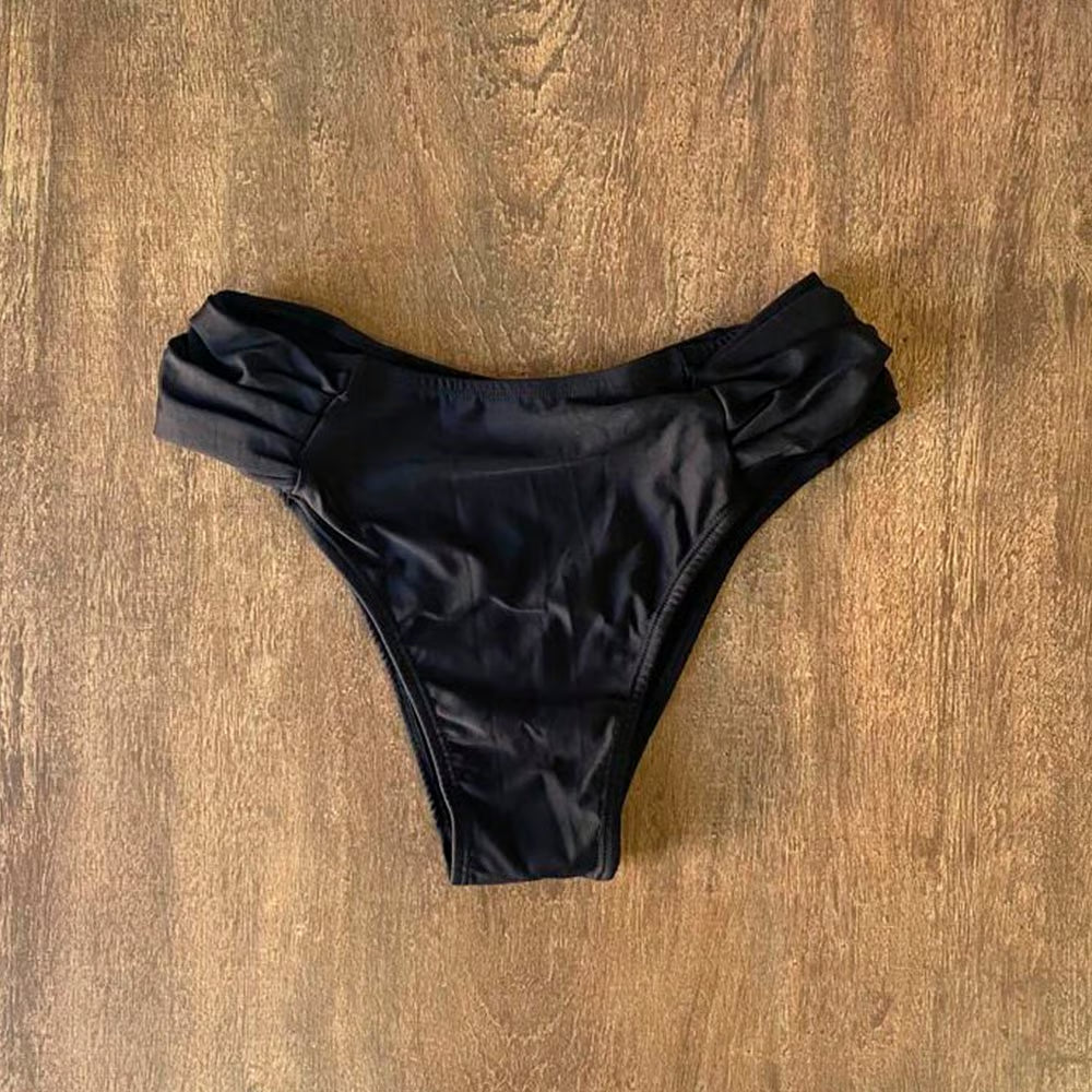 Calcinha De Biquíni Tangão Drapeado Preto