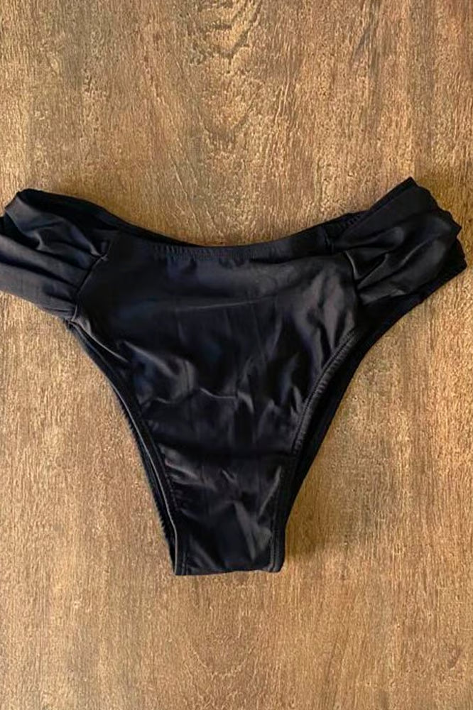 Calcinha De Biquíni Tangão Drapeado Preto