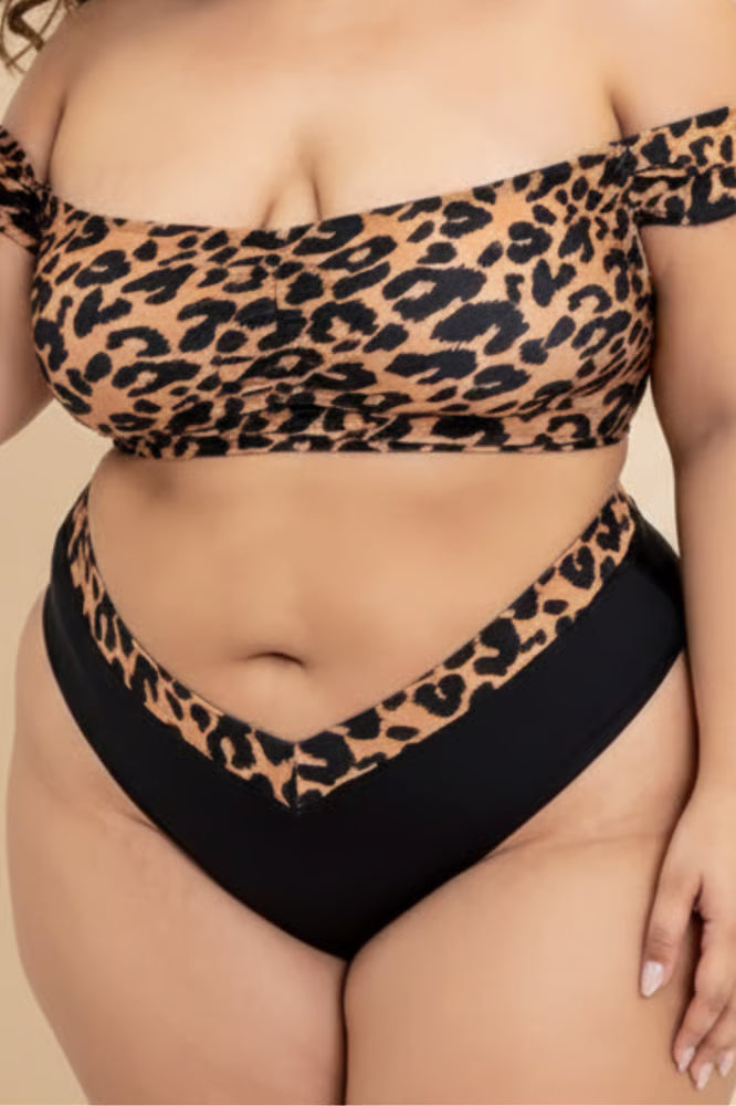 Calcinha Plus Size Asa Delta Cós Elástico Preto Com Onça