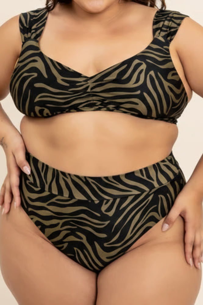 Calcinha Plus Size Retrô Cavada Fio Duplo Safari