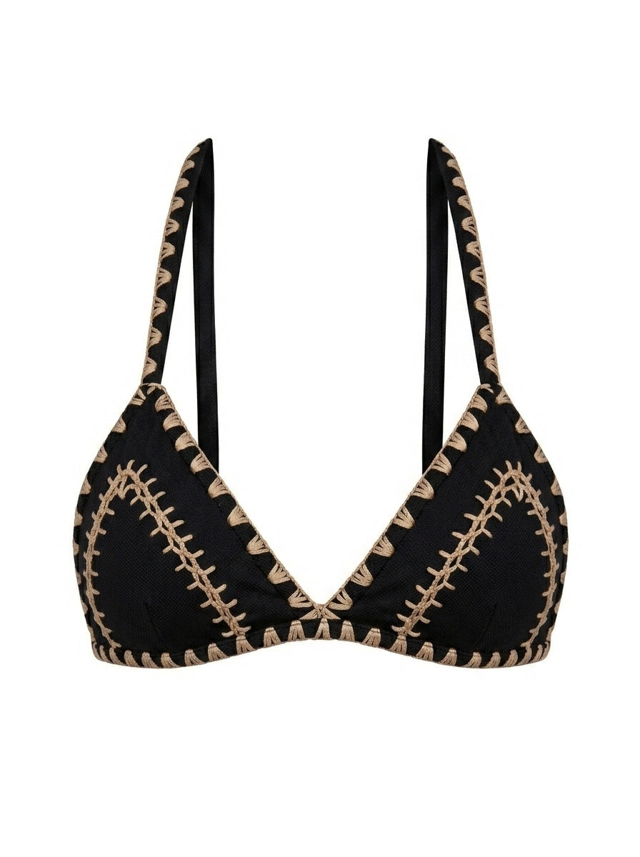 Top Biquíni Boho Beach Preto