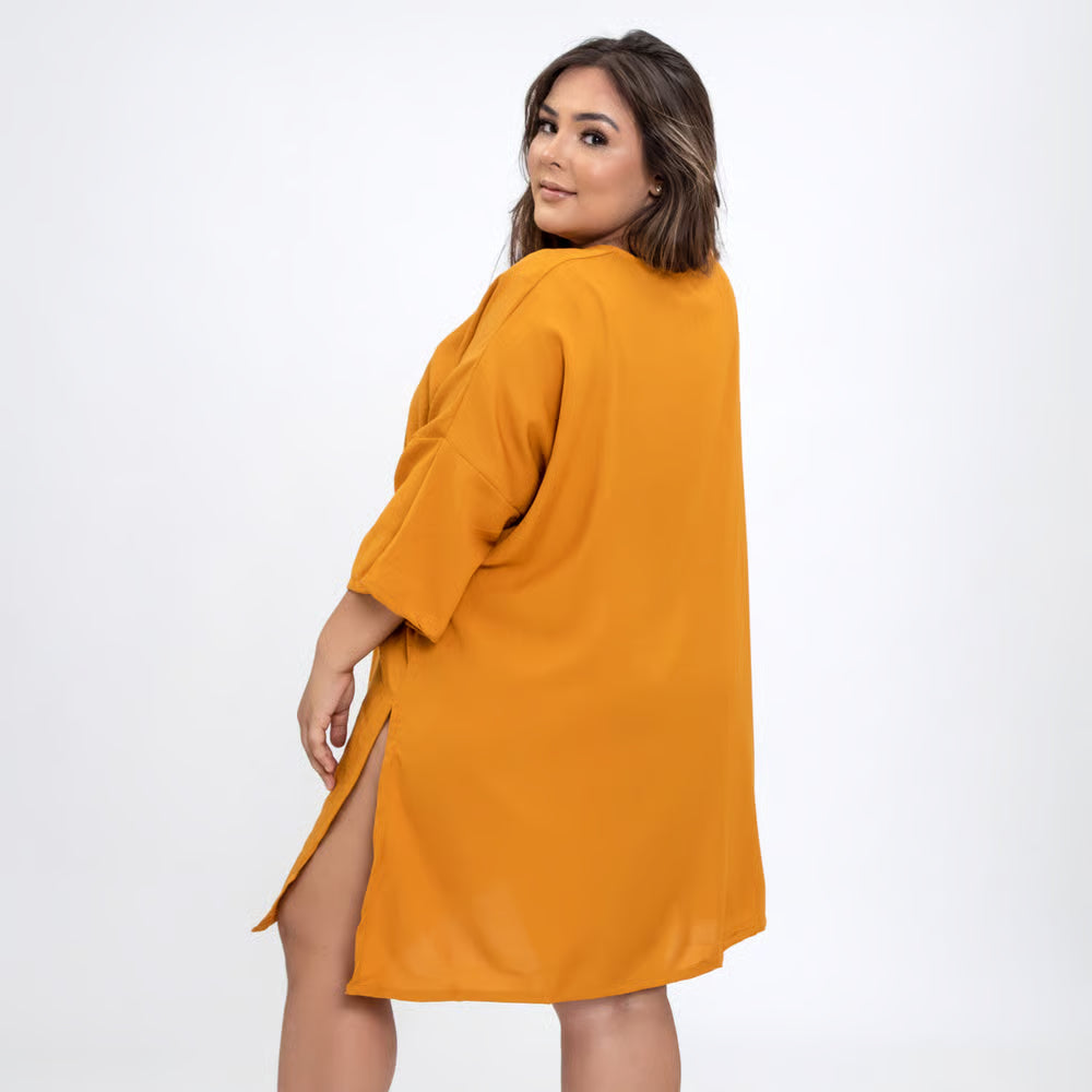 Kimono Liz Mostarda PLus Size