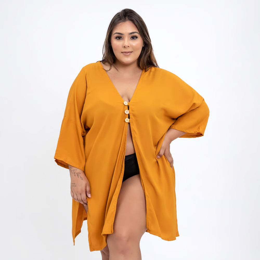 Kimono Liz Mostarda PLus Size
