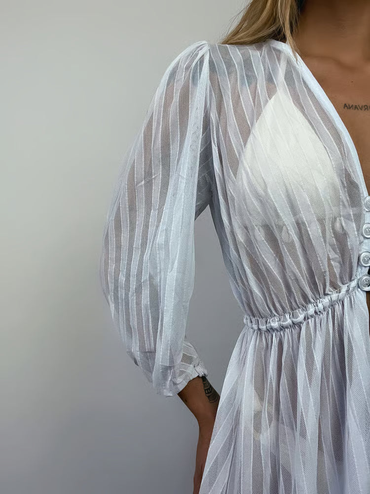 Kimono Longo Canelado Branco