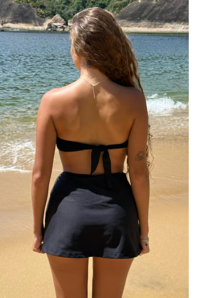 Saia Curta Argola Preto com Marrom