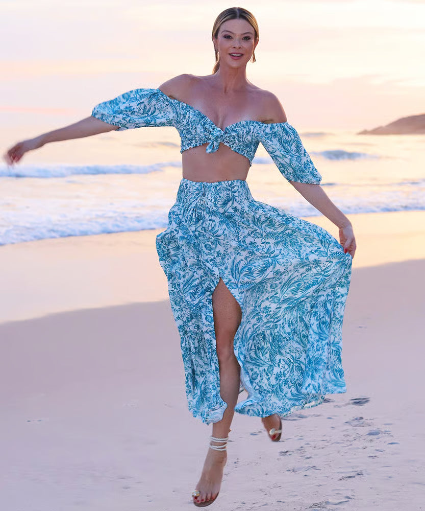 Saia Maya Azul Floral