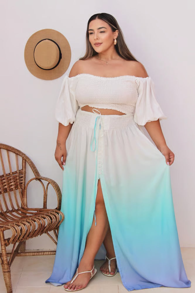 Saia Maya Plus Size Degradê Azul