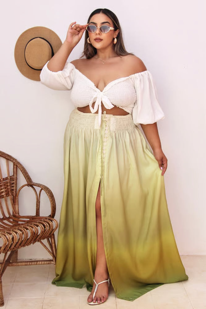 Saia Maya Plus Size Degradê Verde