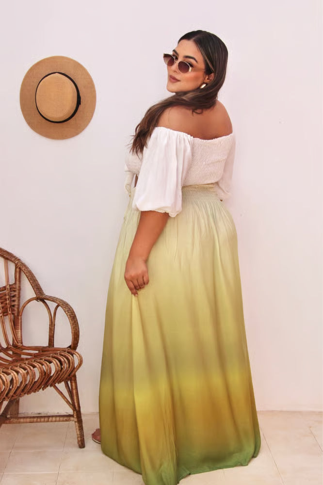 Saia Maya Plus Size Degradê Verde