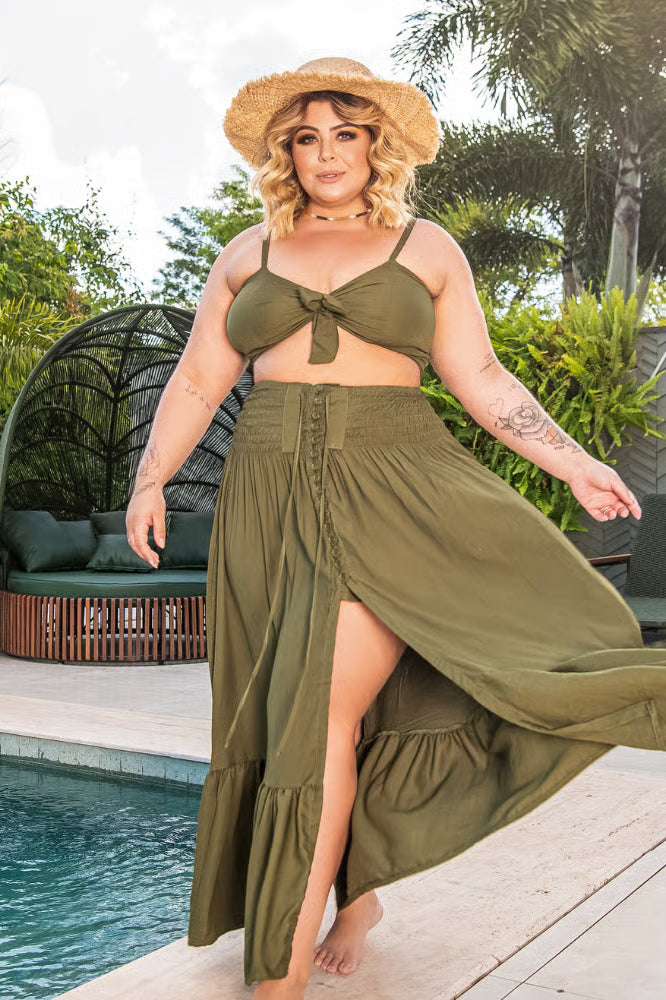 Saia Maya Plus Size Verde Militar
