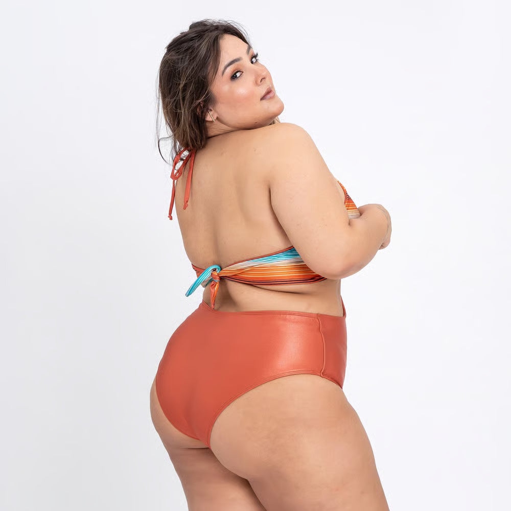 Smart Body Plus Size Tropical Areia Listrado