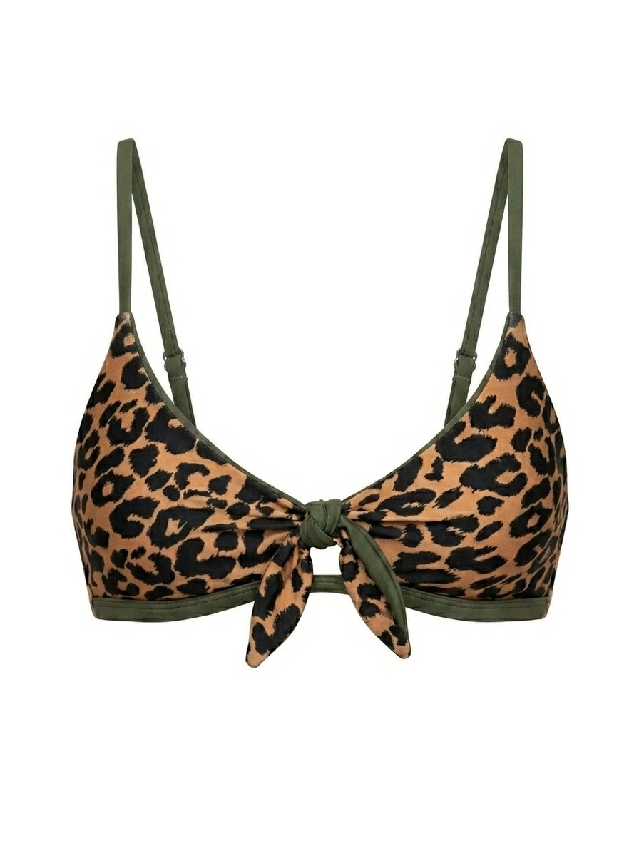 Top Biquíni Cropped Maresia Onça Mostarda Com Militar
