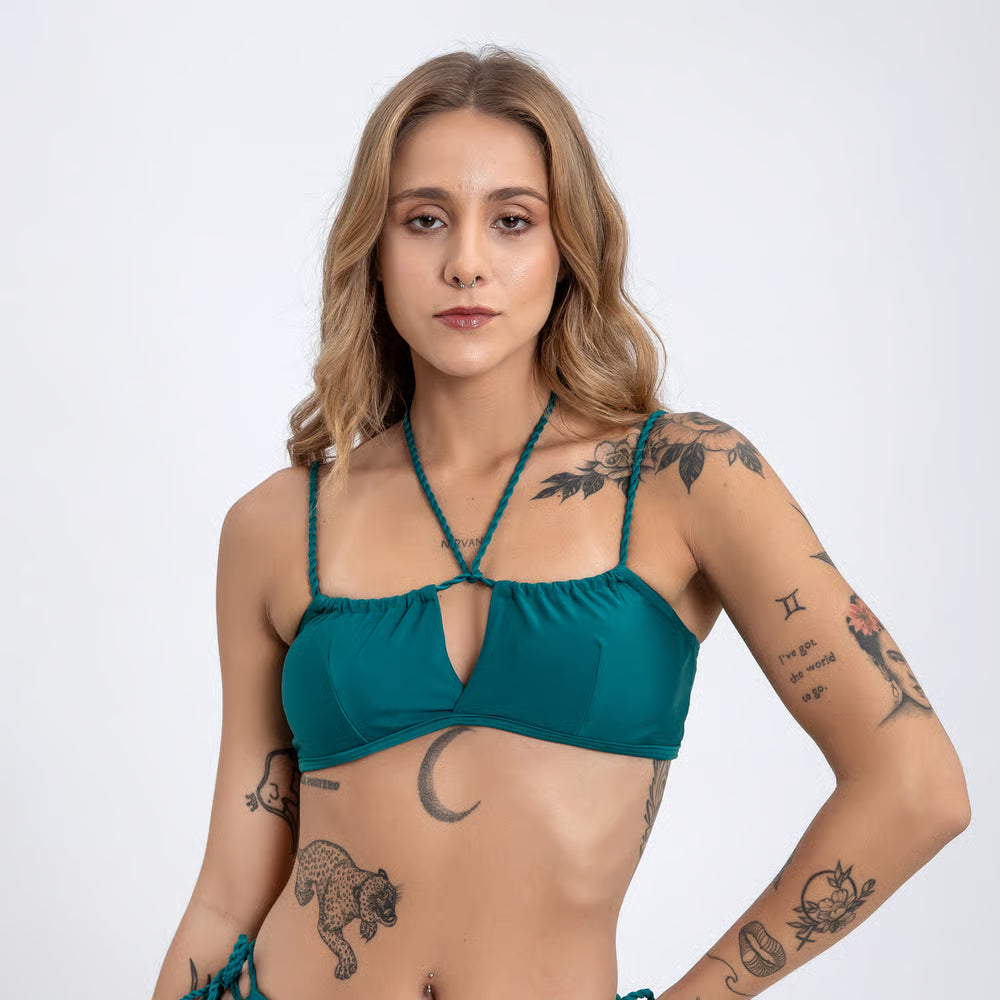 Top Biquíni Cropped Alice Verde Escuro