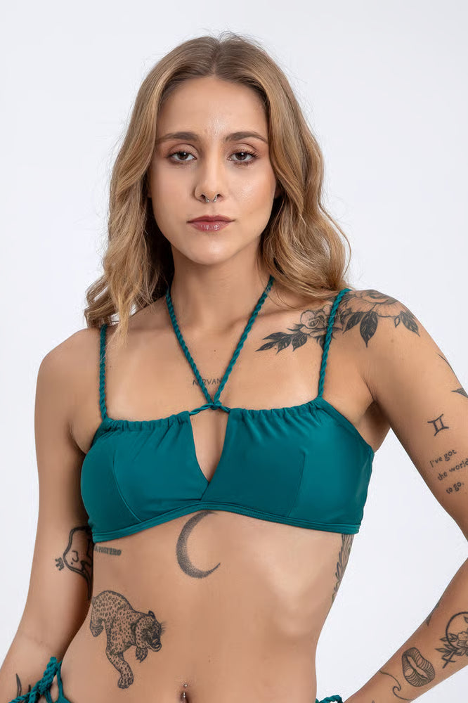 Top Biquíni Cropped Alice Verde Escuro