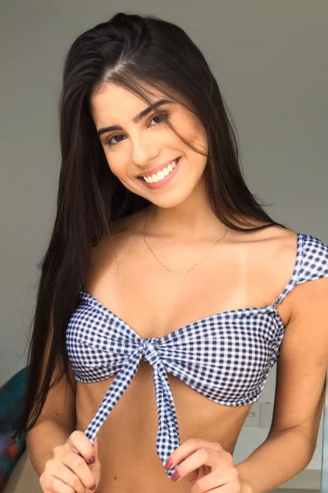 Top Biquíni Cropped Drapeado Xadrez Preto