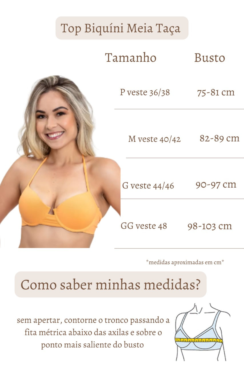Top Biquíni Meia-Taça Canelado Terra