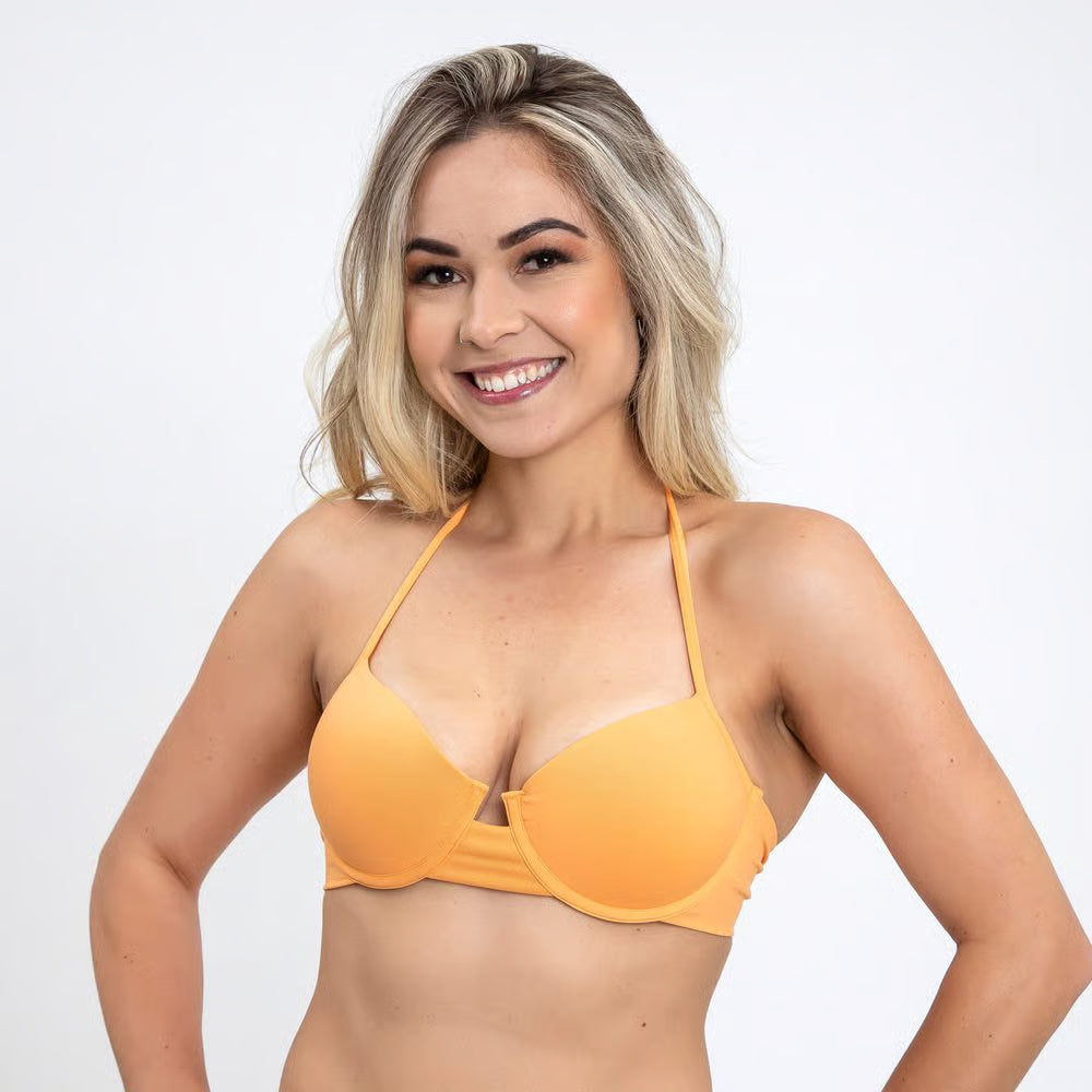Top Biquíni Meia-Taça Laranja Claro